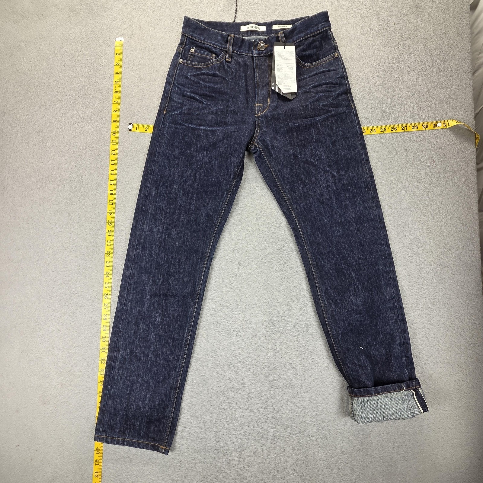 Nwt Heavy Raw Selvedge Jeans Womens Indigo Blue Straight Leg Fits 26x29